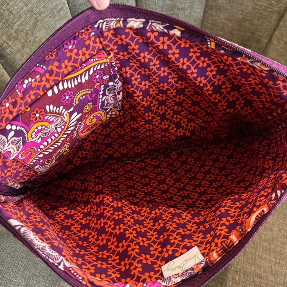 Vera Bradley Laptop Sleeve 15 Inch Safari Sunset Purple Paisley Quilted Padded
